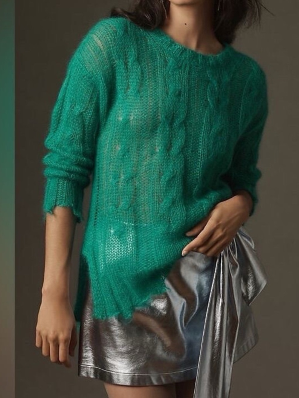 Anthropologie The Posey Stitchy Distressed Sweater Wool Blend Small